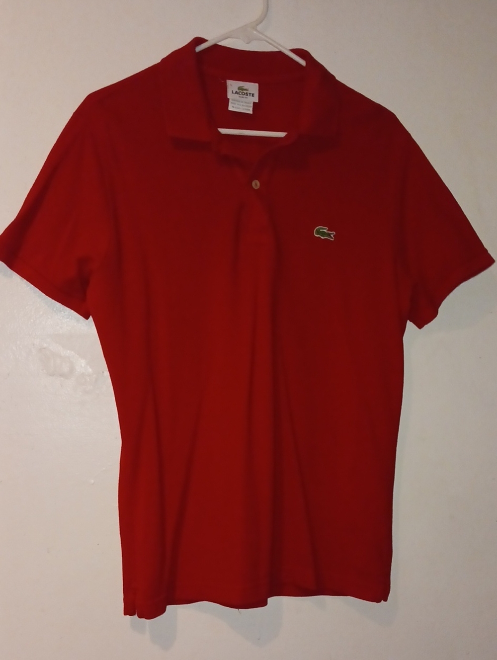 Lacoste Men's Red Pique Polo with Crocodile Logo